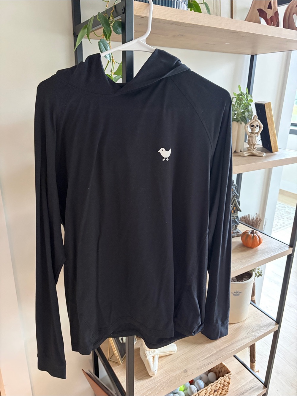 Bad Birdie Black Crewneck Hoodie with White Bird Logo